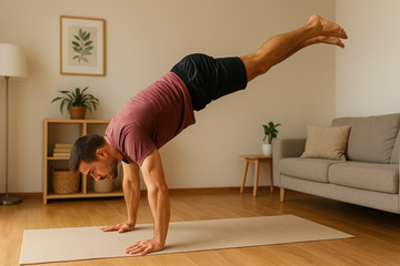 Routine de 10 minutes pour progresser en équilibre sur les mains… même dans un salon minuscule