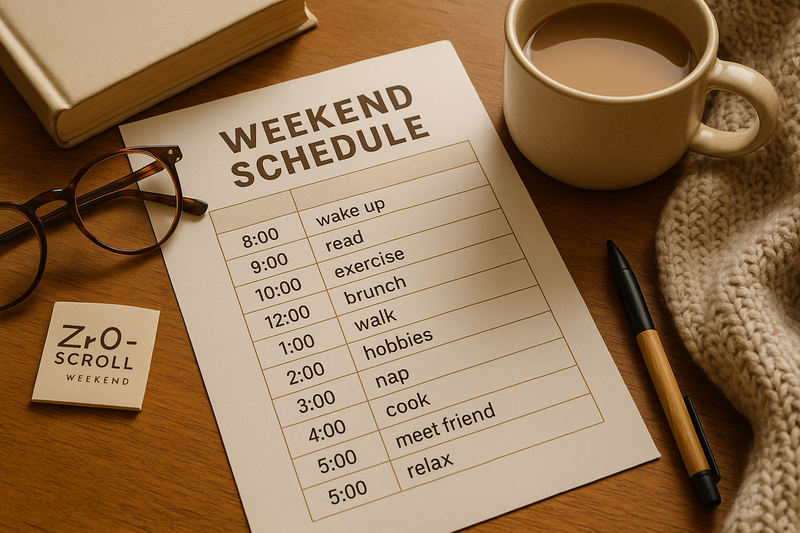 Plan de week-end zéro scroll : programme heure par heure pour reposer ton cerveau